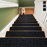 NNECW 15 PCS Slip-resistant Stair Mats with Waterproof Material for Kids/Elderly/Pets-Black