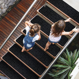 NNECW 15 PCS Slip-resistant Stair Mats with Waterproof Material for Kids/Elderly/Pets-Black