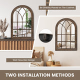 NNECW 3-Layered Arched Mirror Hanging Steel Frame for Living Room