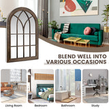 NNECW 3-Layered Arched Mirror Hanging Steel Frame for Living Room