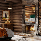 NNECW Wall Mirror with Black Metal Frame for Bedroom