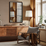 NNECW Wall Mirror with Black Metal Frame for Bedroom