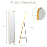 NNECW Full Length Wall Mounted Mirror with Gold Steel Frame for Bedroom