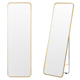 NNECW Full Length Wall Mounted Mirror with Gold Steel Frame for Bedroom