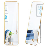 NNECW Full Length Wall Mounted Mirror with Gold Steel Frame for Bedroom