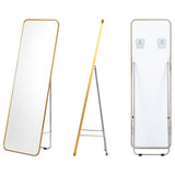 NNECW Full Length Wall Mounted Mirror with Gold Steel Frame for Bedroom