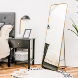 NNECW Full Length Wall Mounted Mirror with Gold Steel Frame for Bedroom