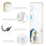 NNECW Full Length Wall Mounted Mirror with Gold Steel Frame for Bedroom