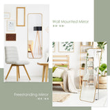 NNECW Full Length Wall Mounted Mirror with Gold Steel Frame for Bedroom