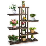 NNECW Step Plant Stand with 6-Tier Wooden Shelf for Garden