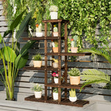 NNECW Step Plant Stand with 6-Tier Wooden Shelf for Garden