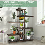 NNECW Step Plant Stand with 6-Tier Wooden Shelf for Garden