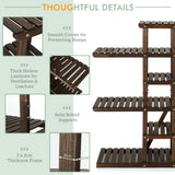NNECW Step Plant Stand with 6-Tier Wooden Shelf for Garden