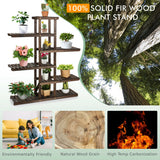 NNECW Step Plant Stand with 6-Tier Wooden Shelf for Garden
