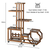NNECW Multi-Layer Wooden Plant Stand with 360 Swivel & Lockable & Detachable Wheels
