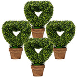 NNECW 4-Set Artificial Mini Greenery Potted Plant for Home &amp Office-Heart shape