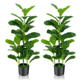 NNECW  2-Pack Artificial Fiddle Leaf Fig Tree with 100/40/32 Leaves for Home Office-140 cm
