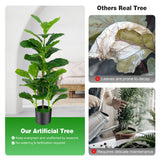 NNECW  2-Pack Artificial Fiddle Leaf Fig Tree with 100/40/32 Leaves for Home Office-100 cm