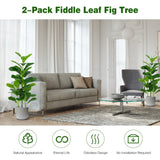 NNECW  2-Pack Artificial Fiddle Leaf Fig Tree with 100/40/32 Leaves for Home Office-100 cm