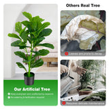 NNECW  2-Pack Artificial Fiddle Leaf Fig Tree with 100/40/32 Leaves for Home Office-90 cm