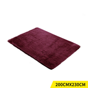 NNEIDS Soft Shag Shaggy Floor Confetti Rug Carpet Decor 200x230cm Burgundy
