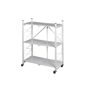 NNEIDS Foldable Storage Shelf Display Rack Bookshelf Bookcase Wheel Collapsible Cart