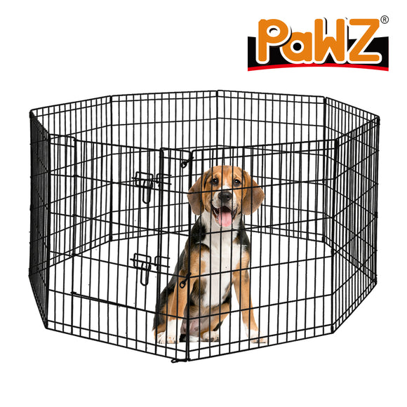 NNEIDS Pet Dog Playpen Puppy Exercise 8 Panel Enclosure Fence Black With Door 42