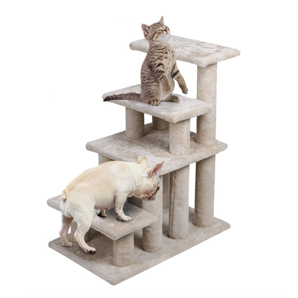 NNEIDS Cat Tree Beastie Scratching Post Pet Scratcher Condo Tower Scratcher Dog Climbing Cream