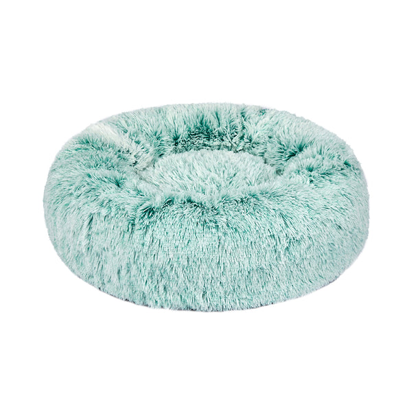 NNEIDS Pet Bed Cat Dog Donut Nest Calming Mat Soft Plush Kennel Teal XL