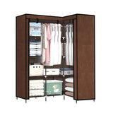 NNEIDS Portable Clothes Closet Wardrobe Space Saver Storage Cabinet Coffee