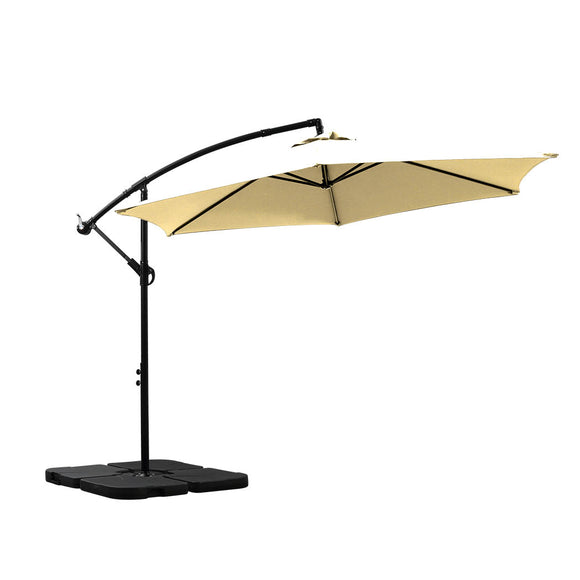 NNEIDS 3M Outdoor Umbrella Cantilever Umbrellas Base Stand UV Shade Garden Patio Beach