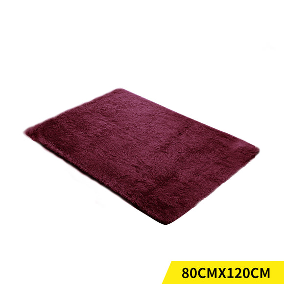 NNEIDS Soft Shag Shaggy Floor Confetti Rug Carpet Home Decor 80x120cm Burgundy