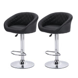 NNEIDS 2x Bar Stools Stool Kitchen Chairs Swivel PU Leather Metal Furniture Black