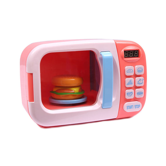 NNEIDS 32x Kids Kitchen Play Set Electric Microwave Oven Pretend Play Toys Cooking Pink