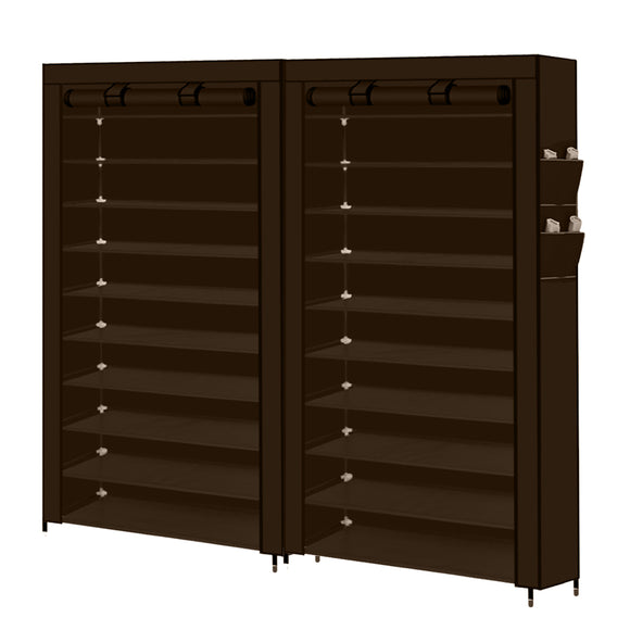 NNEIDS 2X Shoe Rack Storage Cabinet Cube DIY Organiser 10 Tier Organizer Brown