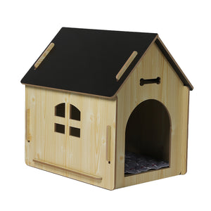 NNEIDS Wooden Dog House Pet Kennel Timber Indoor Cabin Medium Oak M