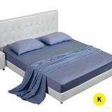 NNEIDS  4 Pcs Natural Bamboo Cotton Bed Sheet Set in Size King Bluish Grey