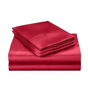 NNEIDS Silk Satin Quilt Duvet Cover Set in Single Size in Burgundy Colour