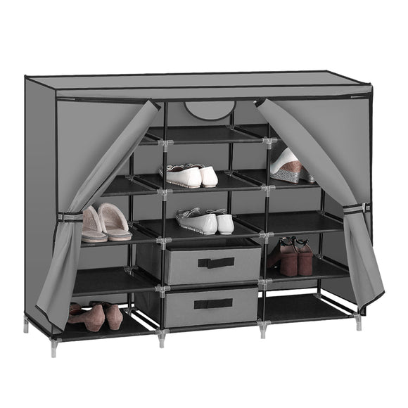 NNEIDS Shoe Rack DIY Portable Storage Cabinet Organiser Stackable Shelf Organizer Grey