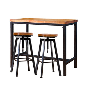 NNEIDS 3pc Industrial Pub Table Bar Stools Wood Chair Set Home Kitchen Furniture