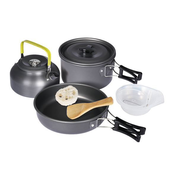 NNEIDS 10Pcs Camping Cookware Set Outdoor Hiking Cooking Bowl Pot Pan Portable Picnic