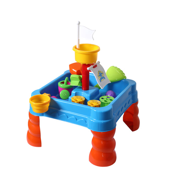 NNEIDS 21pc Kids Sand Water Activity Play Table Child Fun Outdoor Sandpit Toys Set