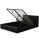 NNEIDS Bed Frame Gas Lift Leather Base Mattress Storage King Single Size Black