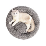 NNEIDS Pet Bed Dog Cat Nest Calming Donut Mat Soft Plush Kennel Cave Deep Sleeping S