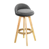 NNEIDS 2x  Fabric Swivel Bar Stool Kitchen Stool Dining Chair Barstools Grey