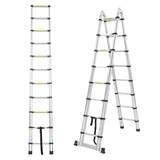 NNEIDS 2.5M+2.5M Telescopic Aluminium Multipurpose Ladder Extension Alloy Extendable Step