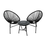 NNEIDS 3Pcs Outdoor Furniture Set Garden Patio Chair Table Wicker Setting Chairs Bench