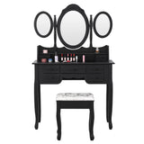 NNEIDS Dressing Table Stool Mirror Drawer Cabinet Jewellery Organizer Bedroom
