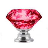 NNEIDS 10 Pcs 30mm Red Diamond Shape Glass Door Knob Drawer Cabinet Handle