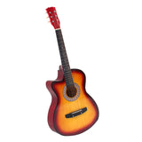 NNEIDS 38 Inch Wooden Folk Acoustic Guitar Classical Cutaway Steel String w/ Bag